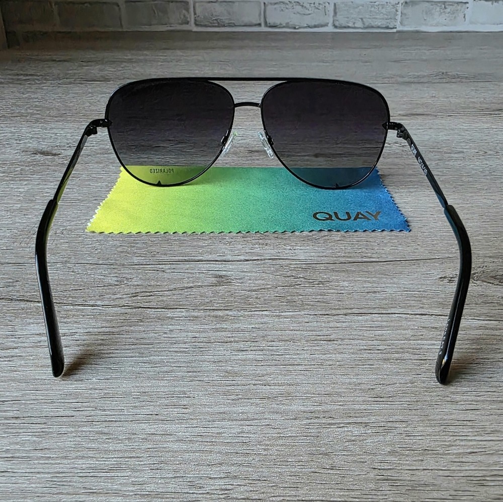 NWT QUAY Australia “High Key” Polarized Aviator Sunglasses – Black – 64□14-145 - Picture 5 of 16